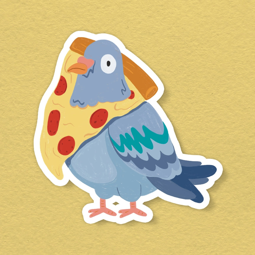 Pigeon and Pizza Silly Goofy East Coast City Vinyl Sticker