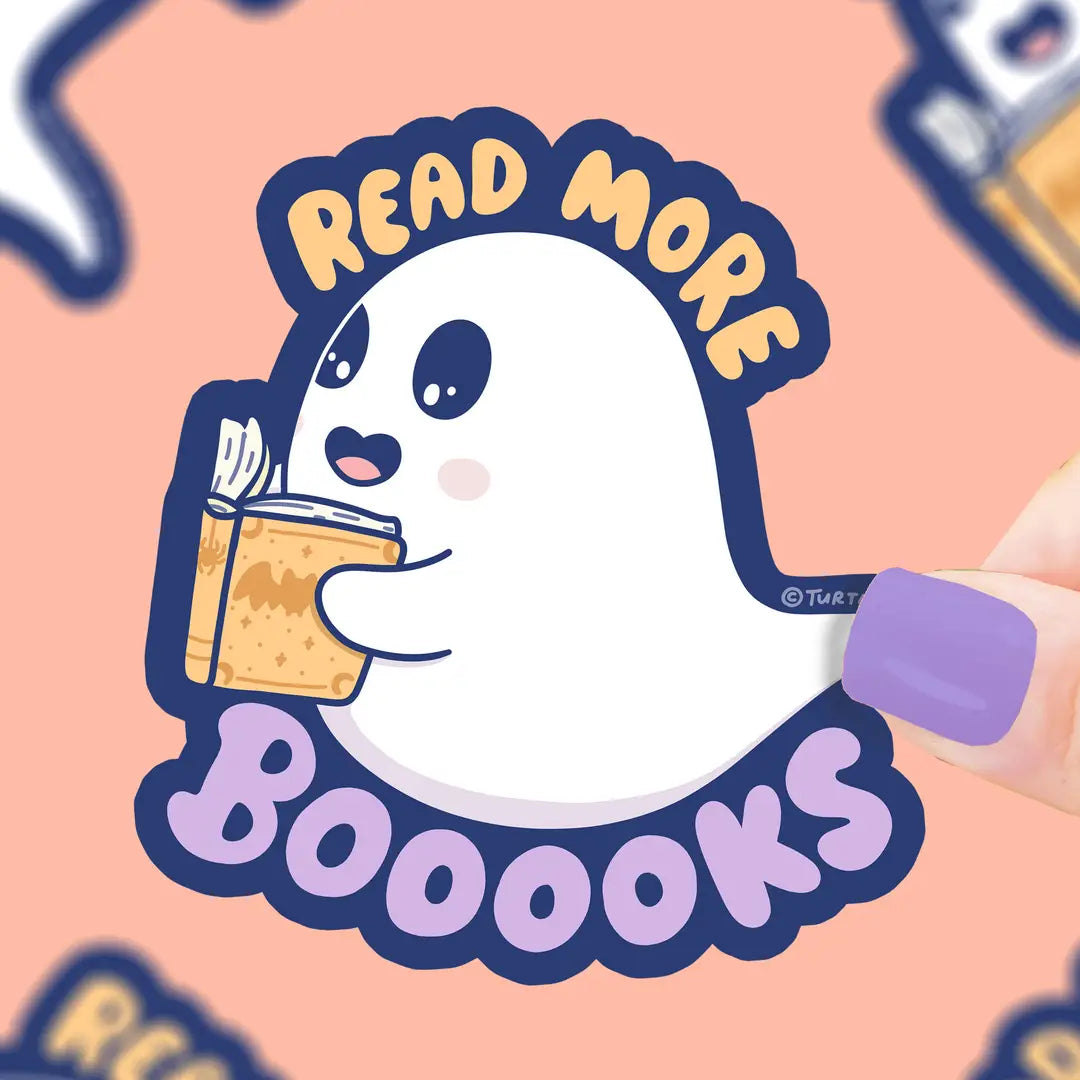 More Books Spooky Ghost Reading  Sticker