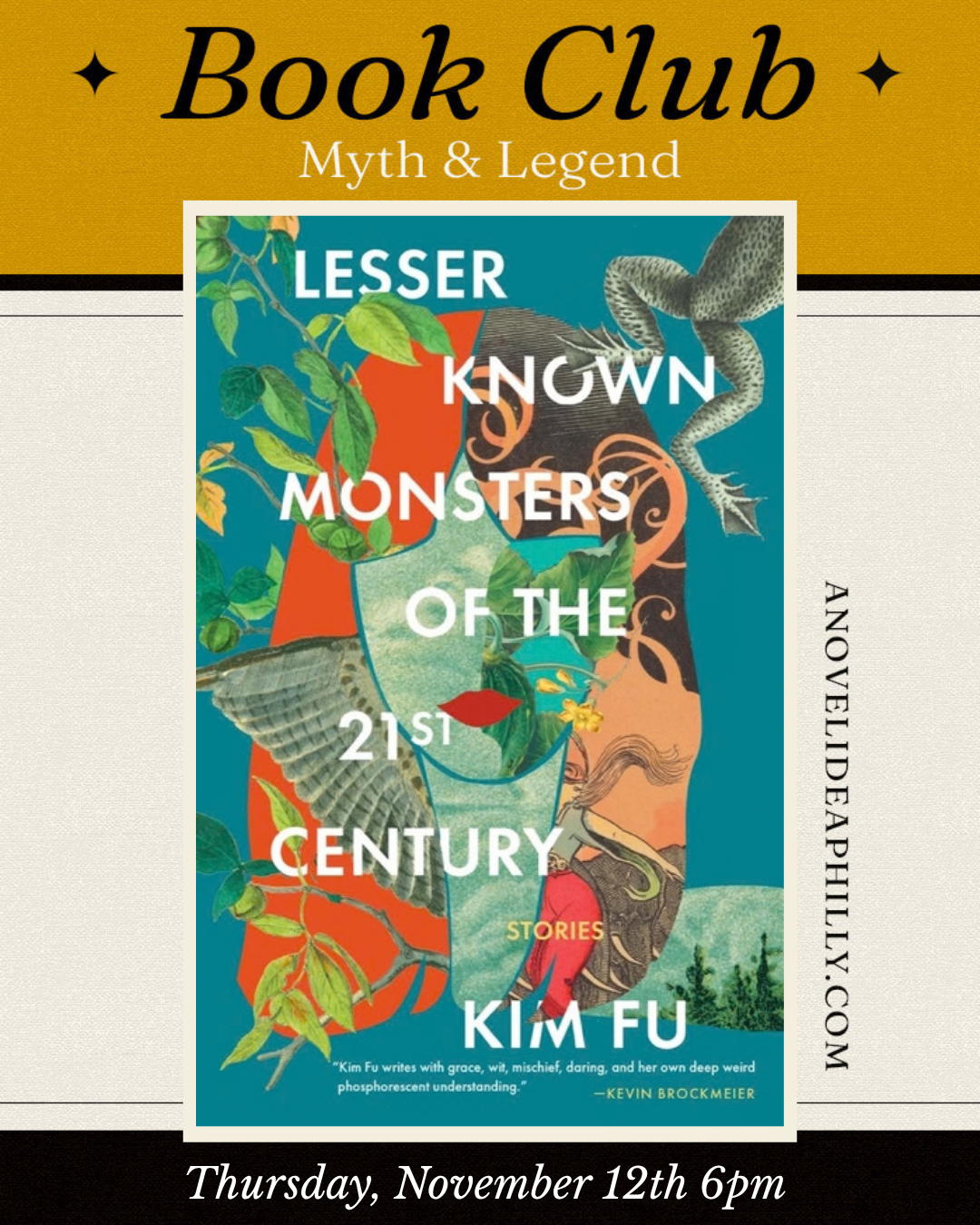 Myth & Legend Book Club: Lesser Known Monsters of the 21st Century November 12th 6pm