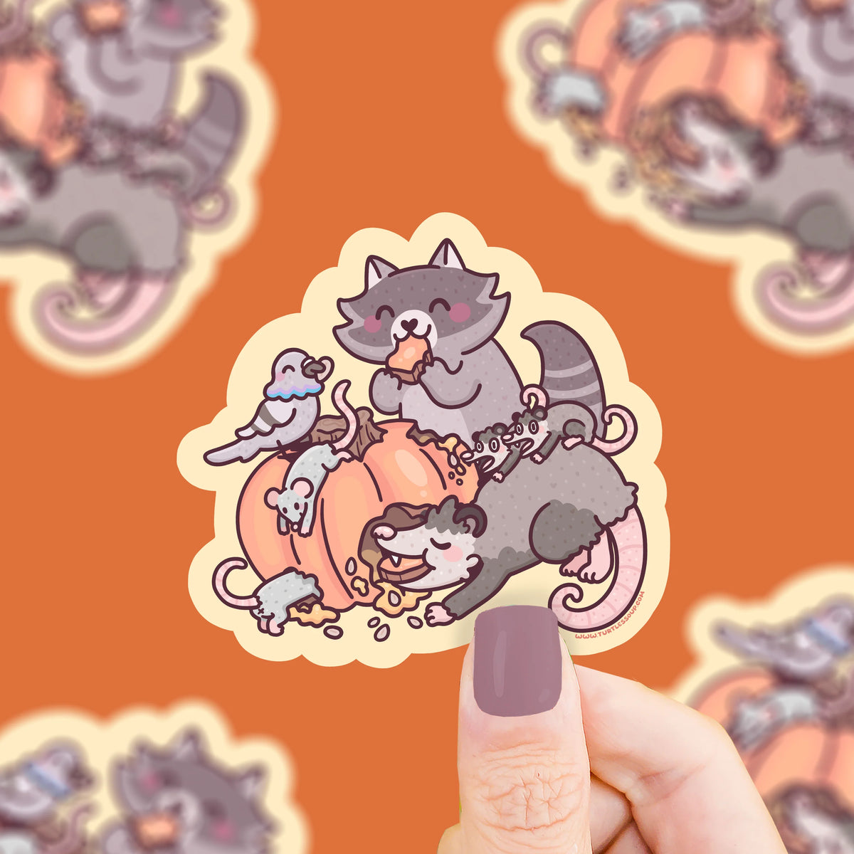 Trash Animal Pumpkin Feast Sticker