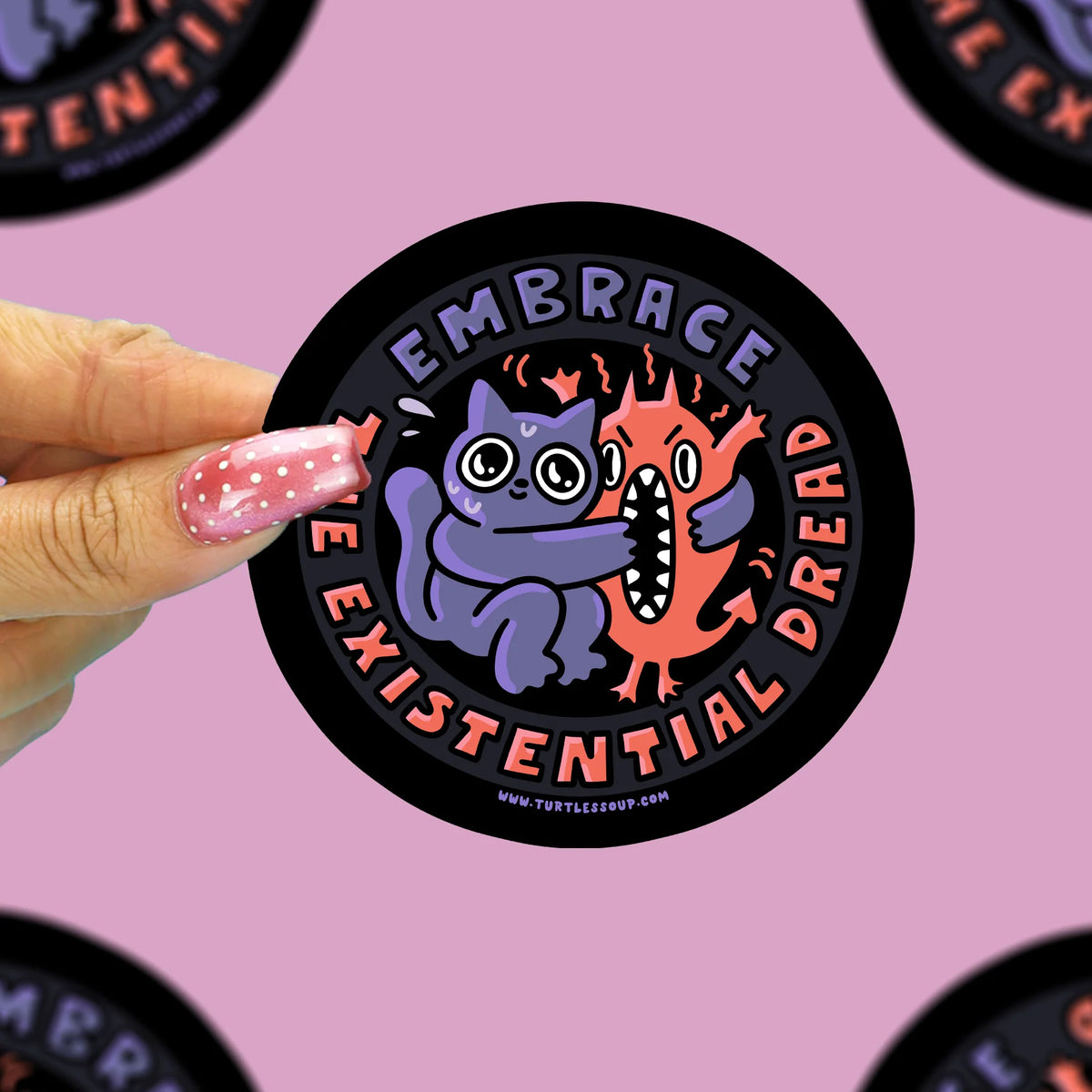 Embrace the Existential Dread Nervous Kitty Vinyl Sticker