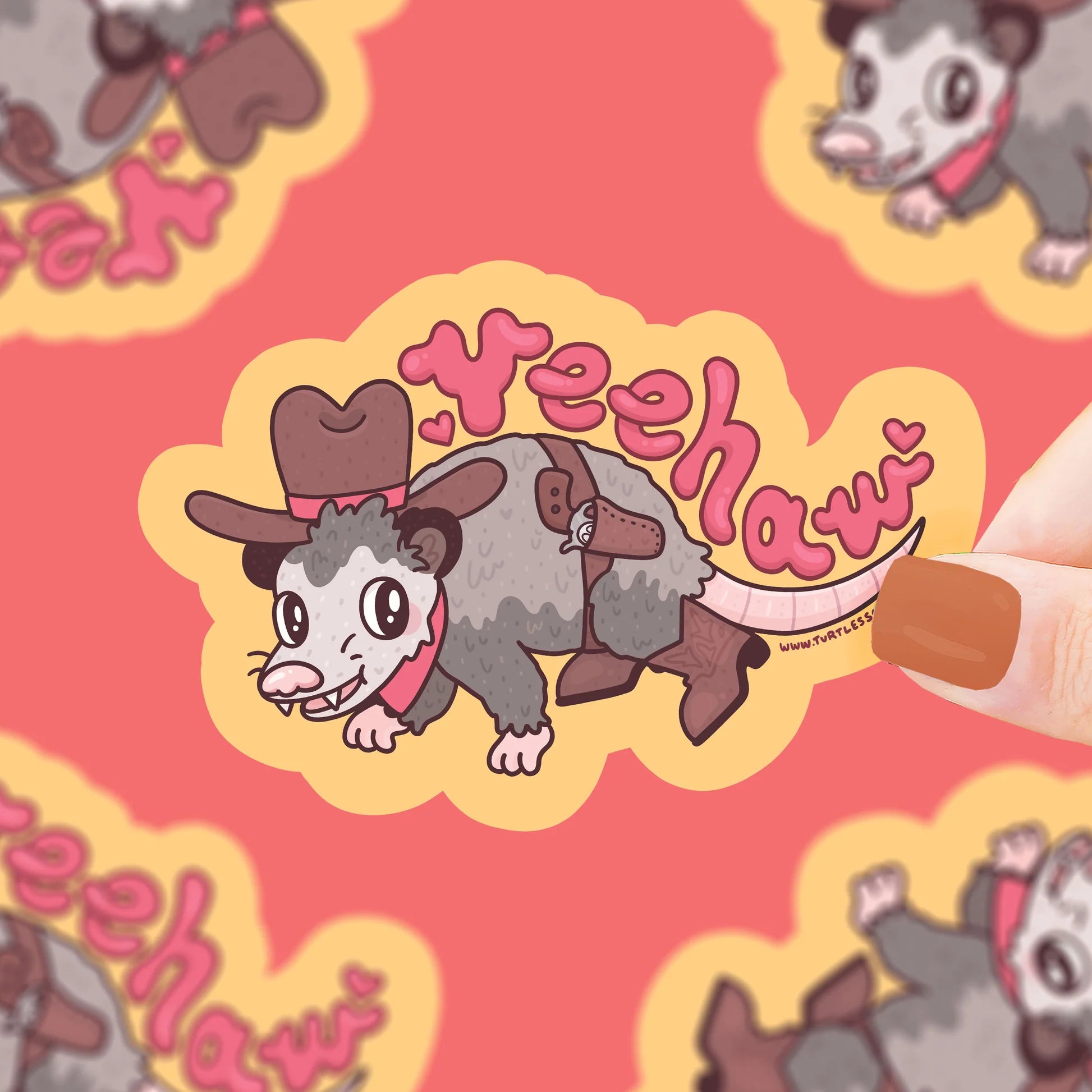 Rodeo Opossum Yee-Haw Vinyl Sticker