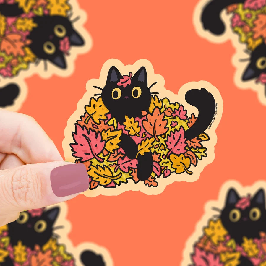Autumn Leaves Kitty Sticker