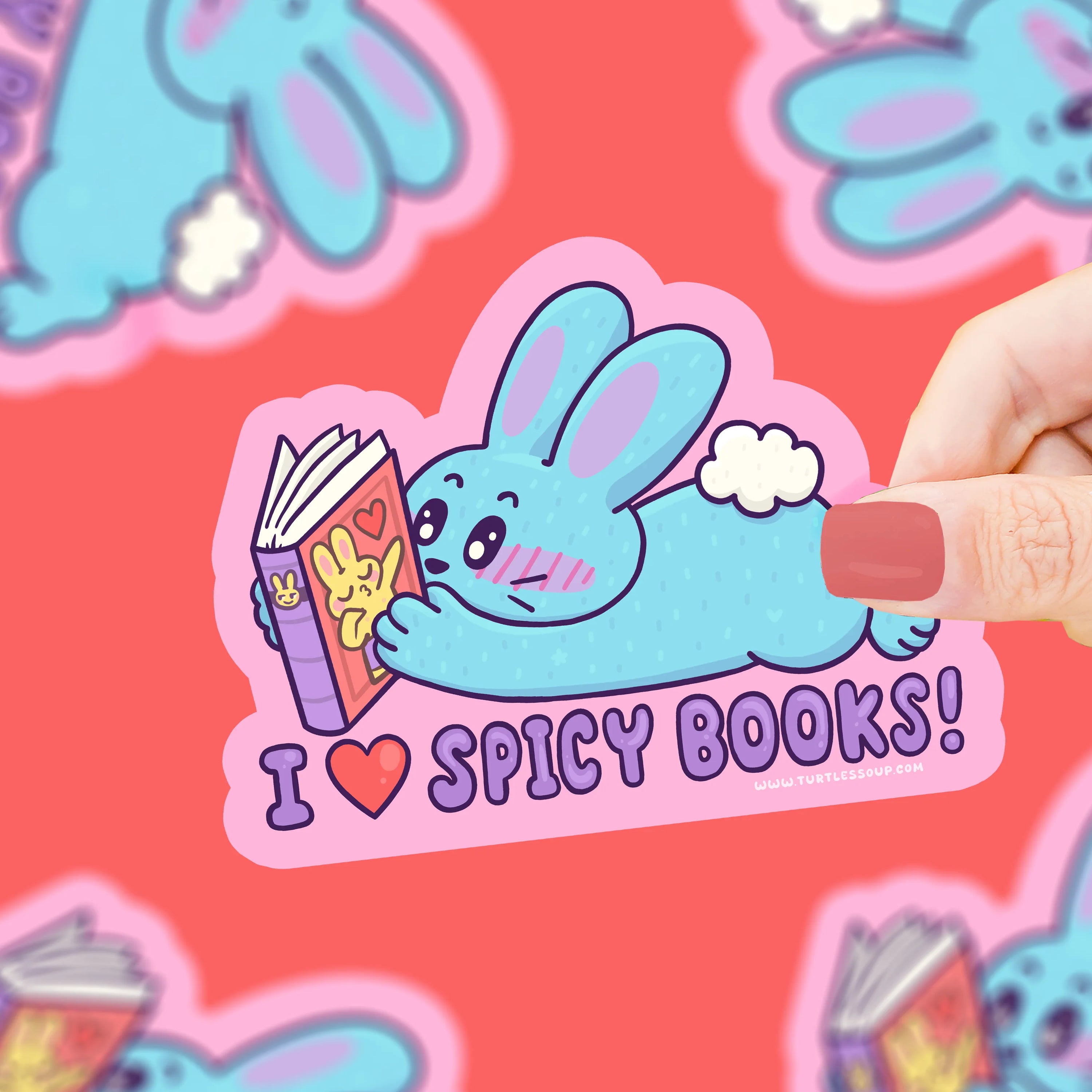 I Heart Spicy Books Bunny Vinyl Sticker