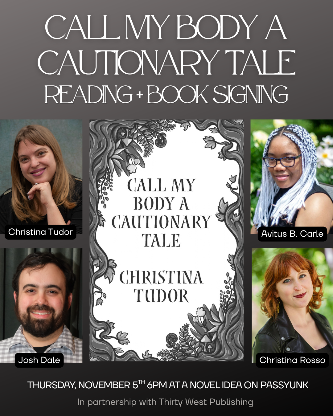 Call My Body a Cautionary Tale Reading & Book Signing November 5th 6pm