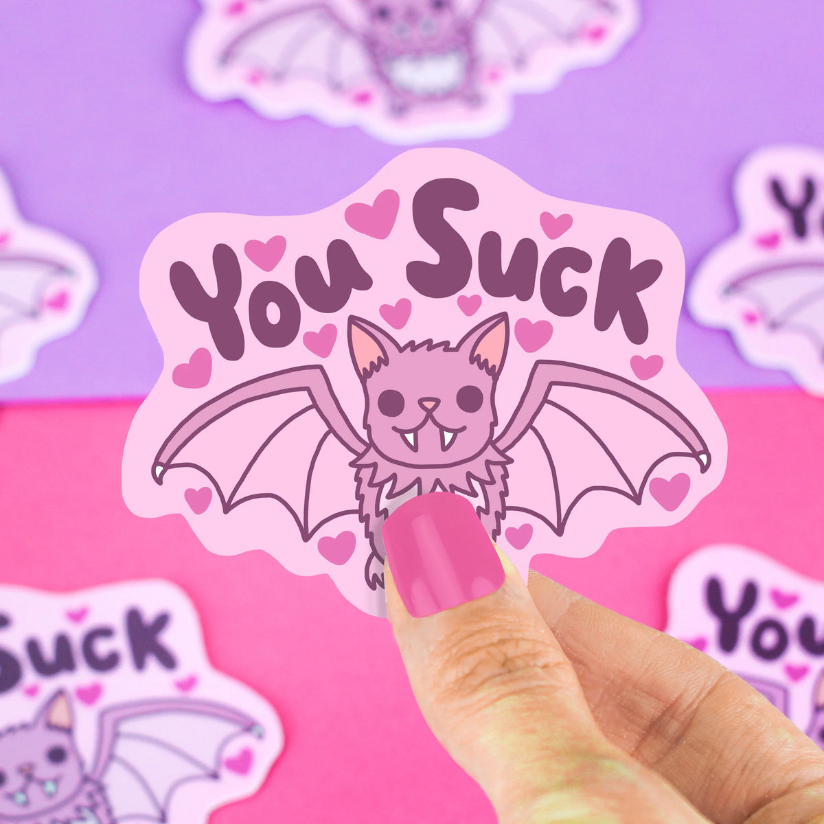 You Suck Vampire Bat Pastel Vinyl Sticker
