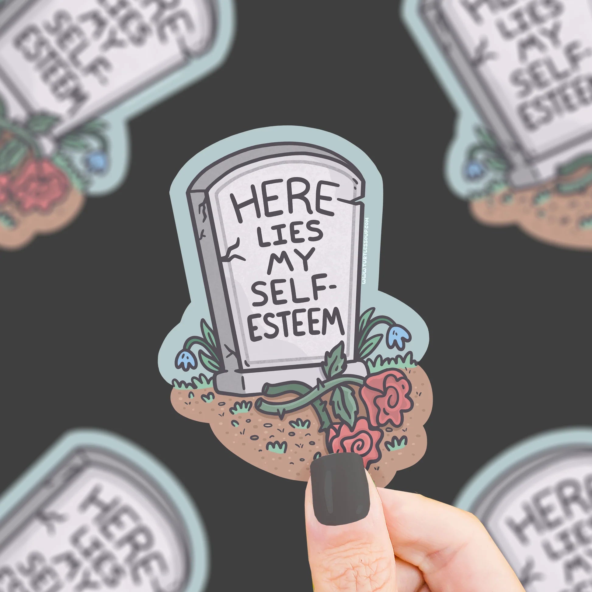 Here Lies My Self Esteem Vinyl Sticker