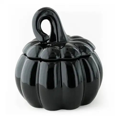 ANI Dark Orchard Black Ceramic Stemmed Pumpkin